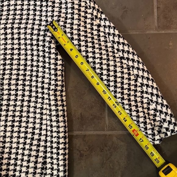 Kate Spade Women’s Houndstooth Tweed Coat Black White Crewneck Pea Coat Size XL - Picture 5 of 11